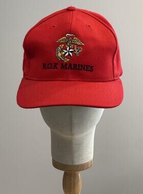 VTG OTTO CAP R.O.K. Marines Hat Cap Baseball Mens One Size Red Adjustable Korea
